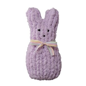 Easter Peep Bunny Hand Knit Purple Lavender Rabbit 15"